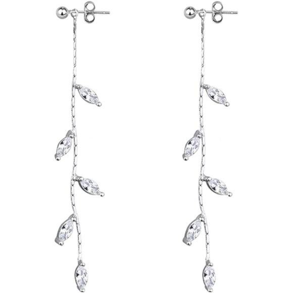 Sterling Silver Olive Leaf Dangle Earrings - Picture 2 of 6